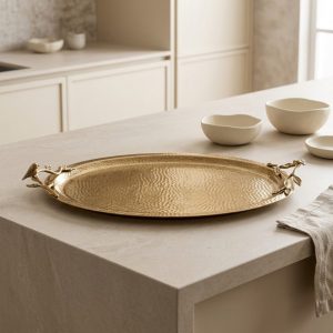 سینی بیضی گلدکیش مدل استیل گلد دو سایز کدGK807101