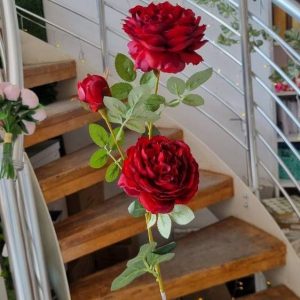شاخه گل رز باغچه ای سه گل مصنوعی کد668
