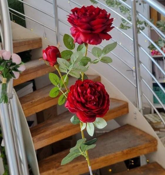 شاخه گل رز باغچه ای سه گل مصنوعی کد۶۶۸